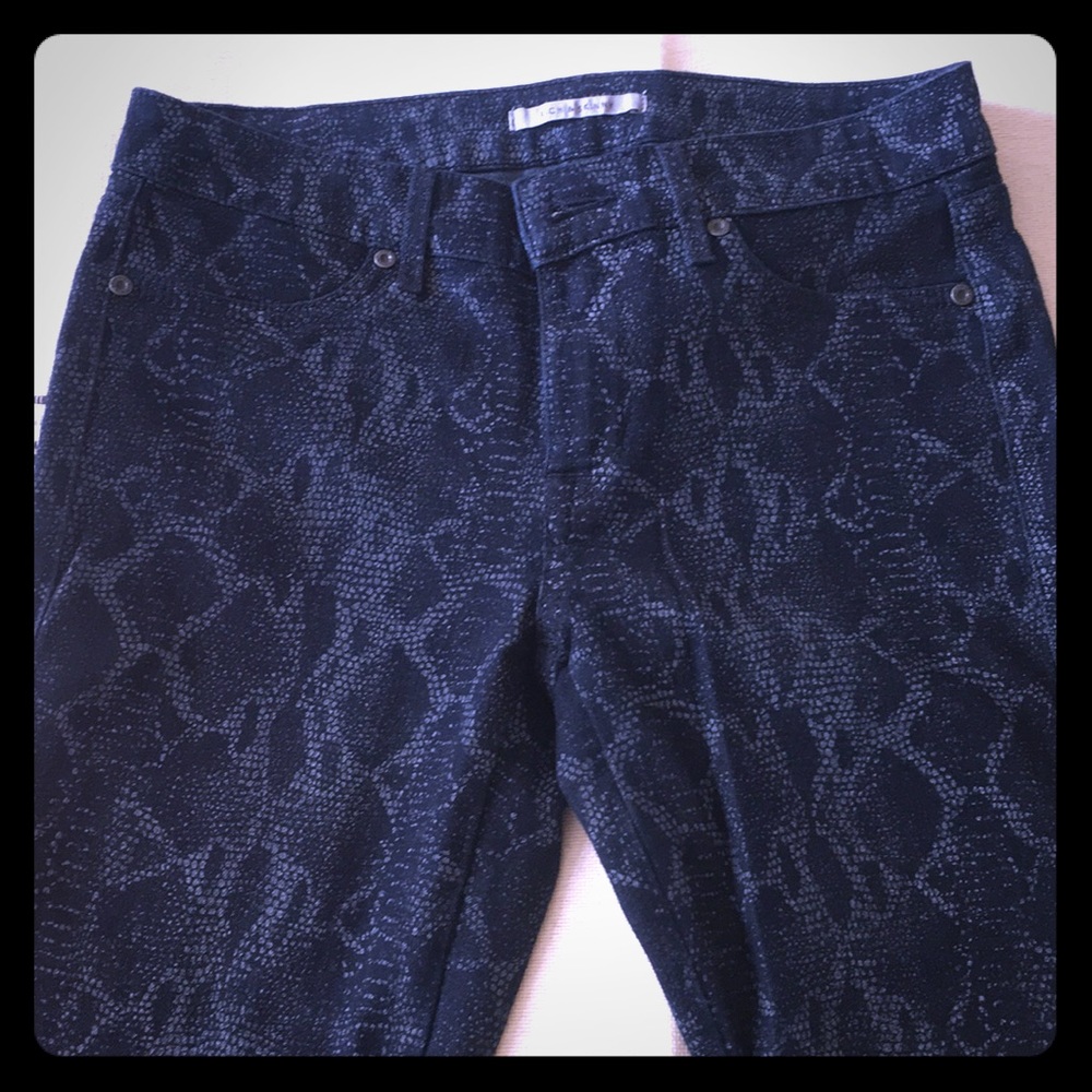 Snakeskin print dark denim jeans